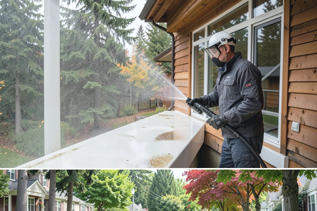 Fire Pit Cleaning in Beaux Arts Village, King County, WA - Late spring gets the fire pit and its surround clean ahead of the summer evenings when it sees the most use.