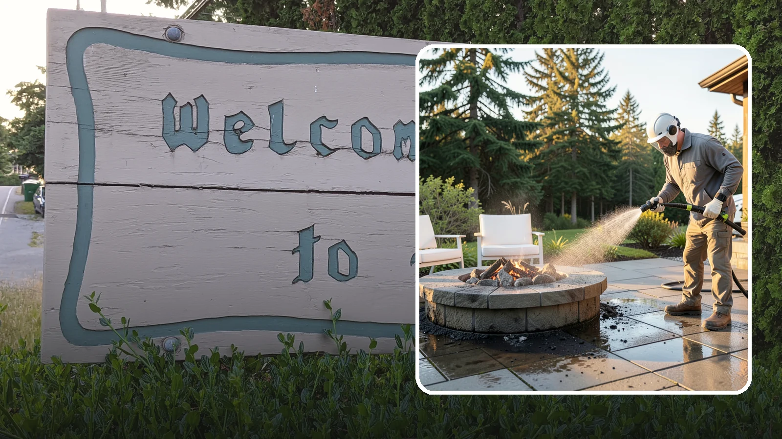 Fire Pit Cleaning in Brier, Snohomish County, WA - Clean fire pit surrounds and seating areas to remove soot, ash staining, and moss from the paved perimeter.