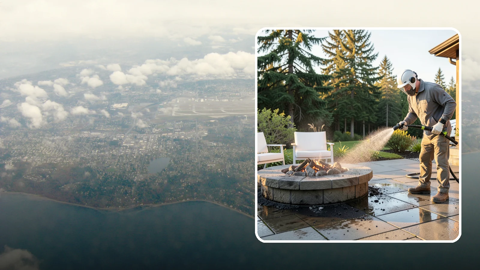 Fire Pit Cleaning in Burien, King County, WA - Clean fire pit surrounds and seating areas to remove soot, ash staining, and moss from the paved perimeter.