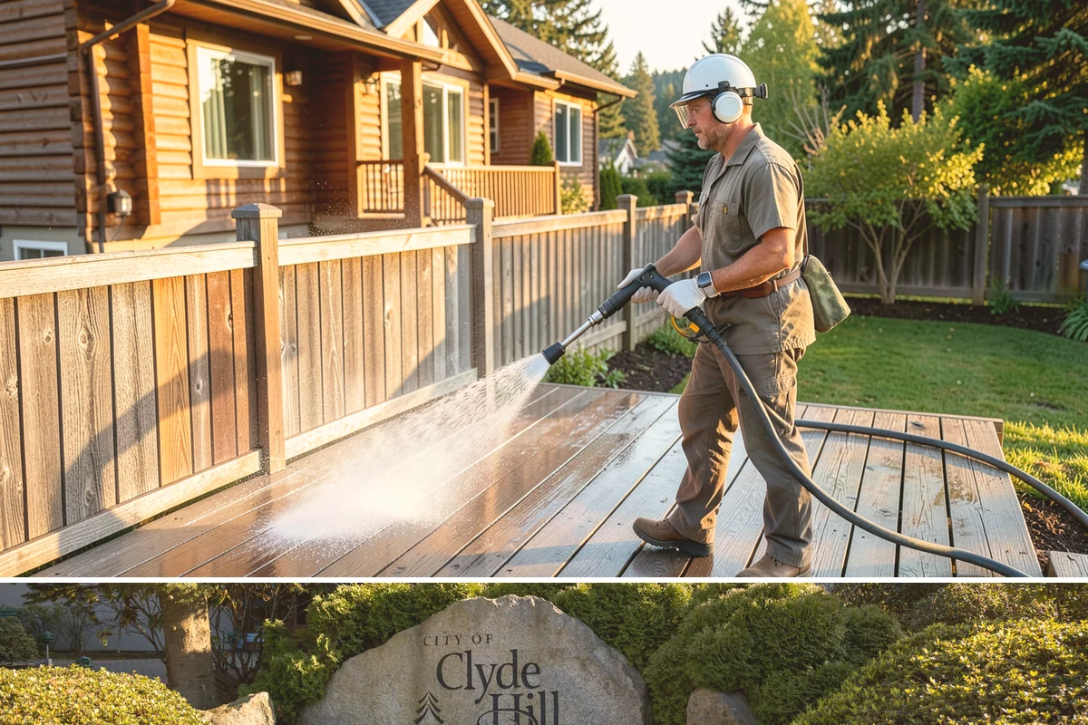 Fire Pit Cleaning in Clyde Hill, King County, WA - Late spring gets the fire pit and its surround clean ahead of the summer evenings when it sees the most use.