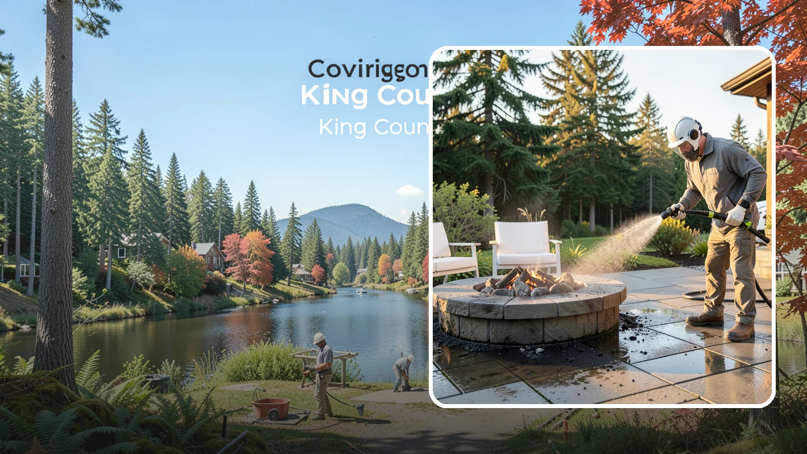 Fire Pit Cleaning in Covington, King County, WA - Clean fire pit surrounds and seating areas to remove soot, ash staining, and moss from the paved perimeter.