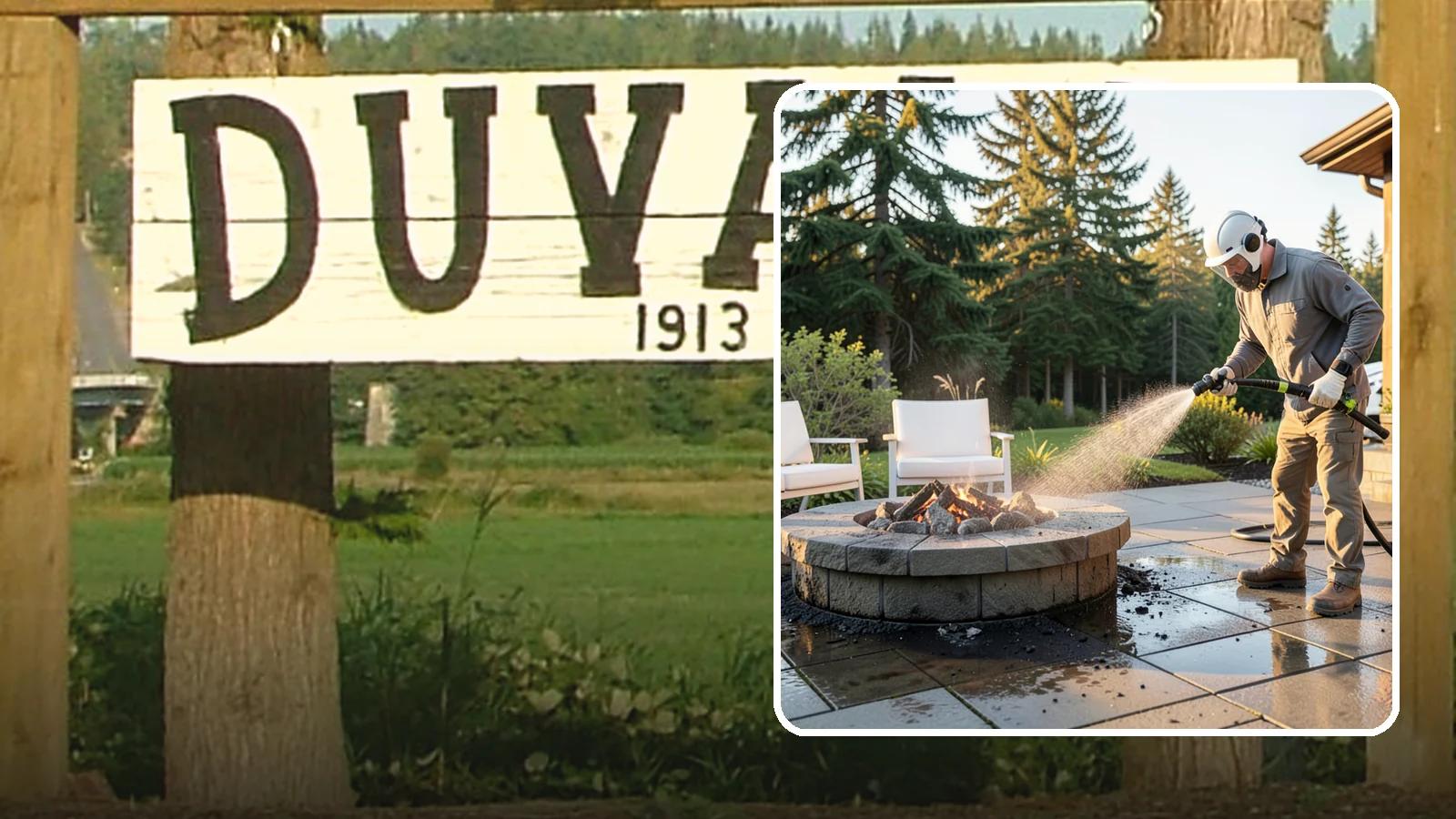 Fire Pit Cleaning in Duvall, King County, WA - Clean fire pit surrounds and seating areas to remove soot, ash staining, and moss from the paved perimeter.