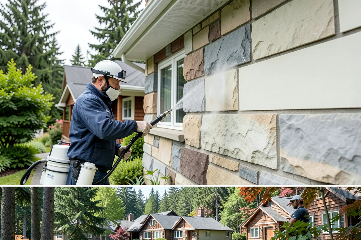 Fire Pit Cleaning in Edgewood, Pierce County, WA - Late spring gets the fire pit and its surround clean ahead of the summer evenings when it sees the most use.