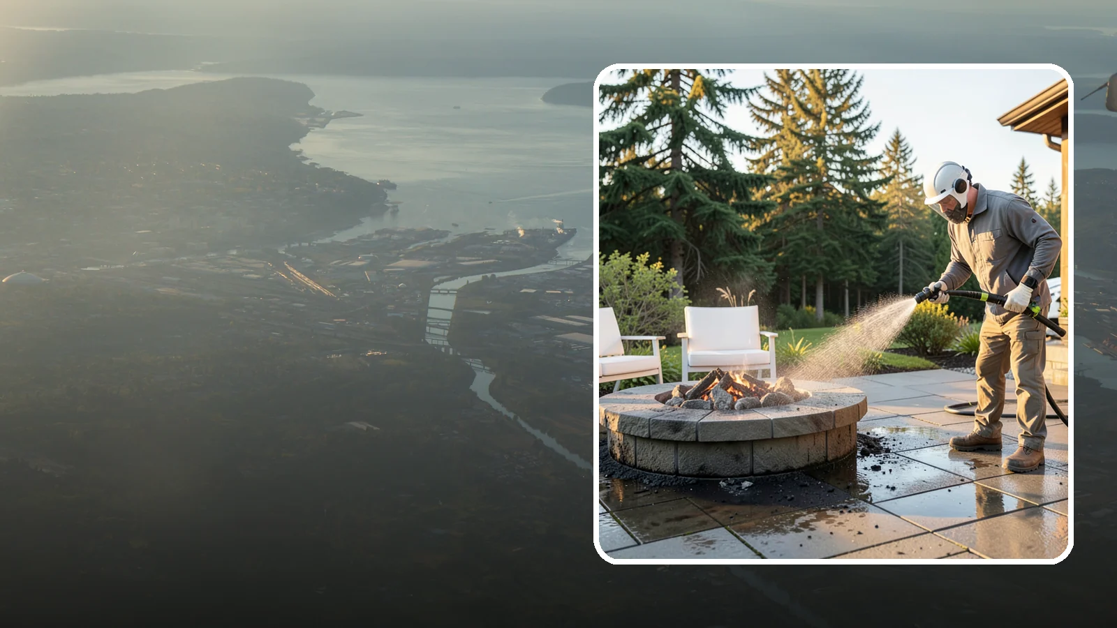 Fire Pit Cleaning in Fife, Pierce County, WA - Clean fire pit surrounds and seating areas to remove soot, ash staining, and moss from the paved perimeter.
