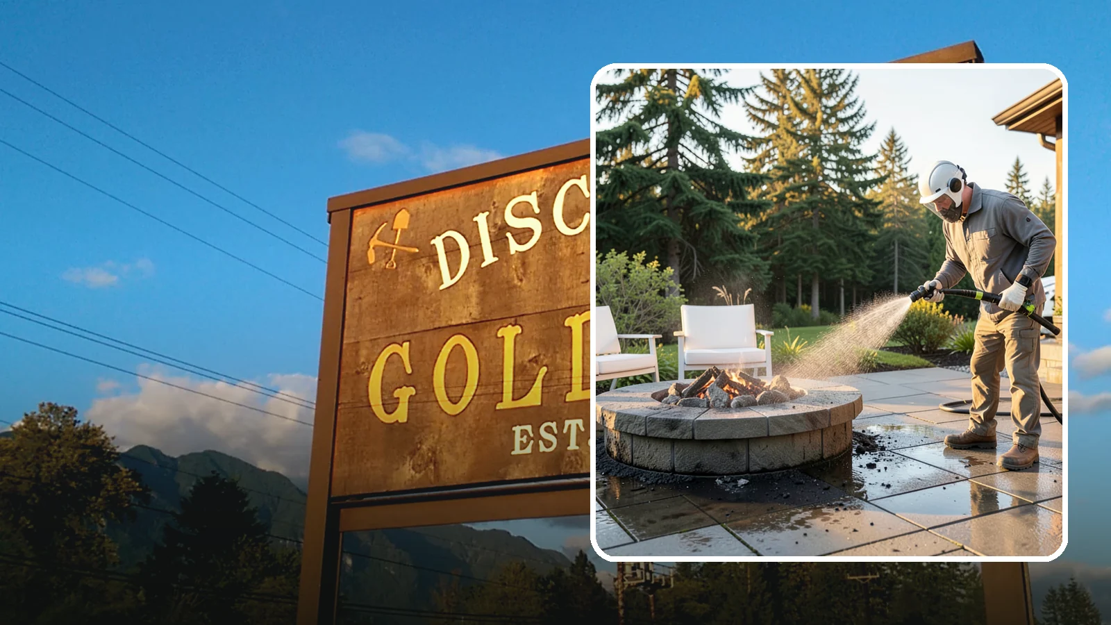 Fire Pit Cleaning in Gold Bar, Snohomish County, WA - Clean fire pit surrounds and seating areas to remove soot, ash staining, and moss from the paved perimeter.