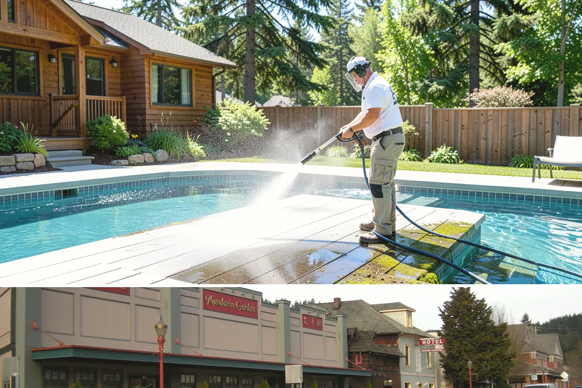 Fire Pit Cleaning in Issaquah, King County, WA - Late spring gets the fire pit and its surround clean ahead of the summer evenings when it sees the most use.