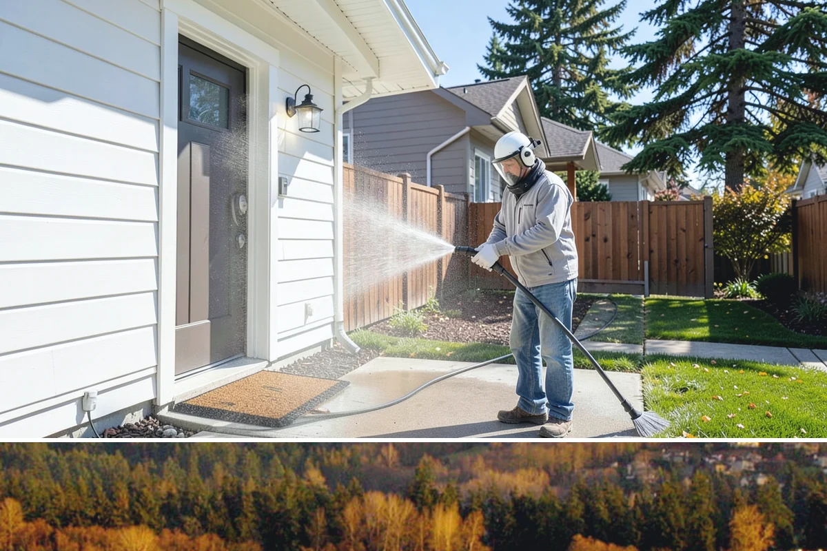 Fire Pit Cleaning in Kenmore, King County, WA - Late spring gets the fire pit and its surround clean ahead of the summer evenings when it sees the most use.