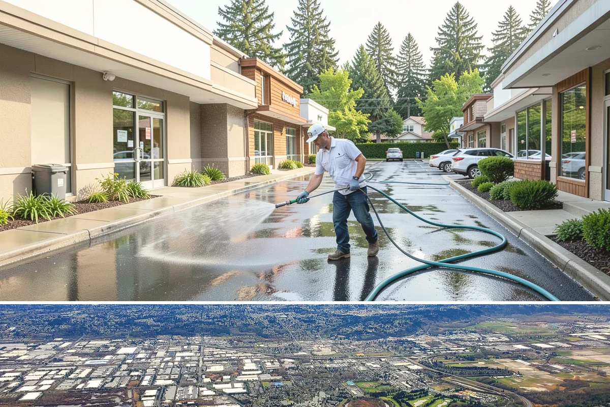 Fire Pit Cleaning in Kent, King County, WA - Late spring gets the fire pit and its surround clean ahead of the summer evenings when it sees the most use.