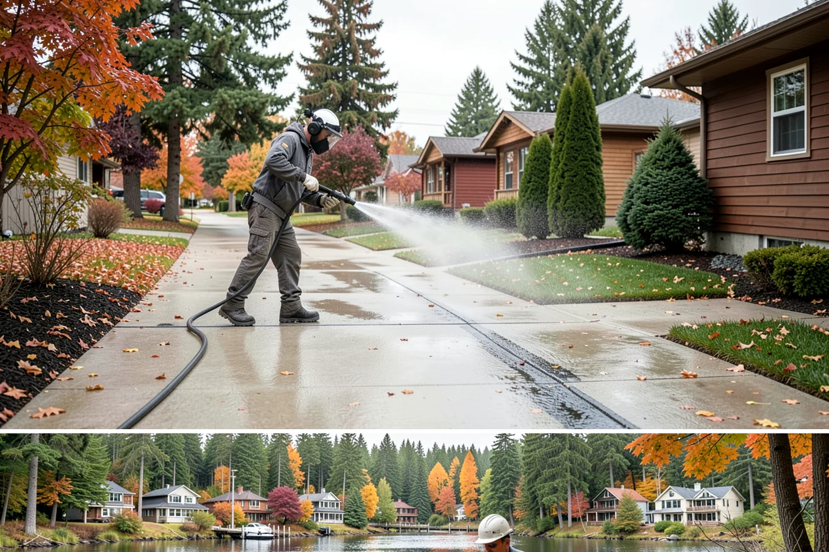Fire Pit Cleaning in La Conner, Skagit County, WA - Late spring gets the fire pit and its surround clean ahead of the summer evenings when it sees the most use.