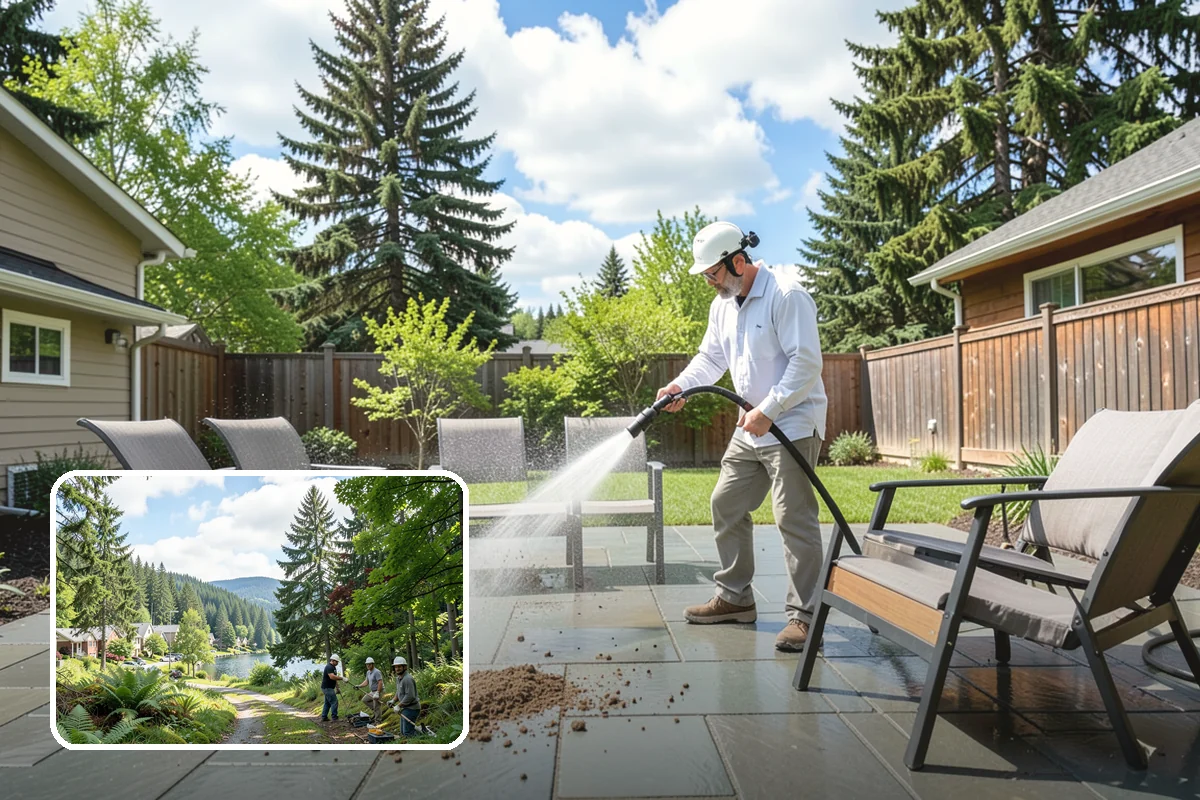 Fire Pit Cleaning in Lake Forest Park, King County, WA - Removes soot and ash staining from the pit surround