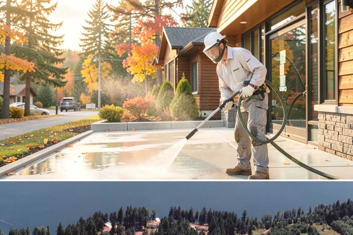 Fire Pit Cleaning in Lakewood, Pierce County, WA - Late spring gets the fire pit and its surround clean ahead of the summer evenings when it sees the most use.