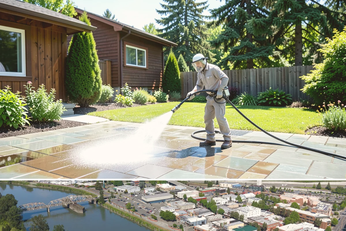 Fire Pit Cleaning in Mount Vernon, Skagit County, WA - Late spring gets the fire pit and its surround clean ahead of the summer evenings when it sees the most use.