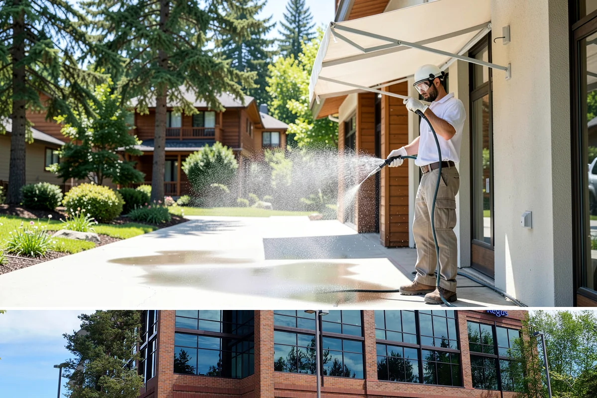 Fire Pit Cleaning in Mountlake Terrace, Snohomish County, WA - Late spring gets the fire pit and its surround clean ahead of the summer evenings when it sees the most use.