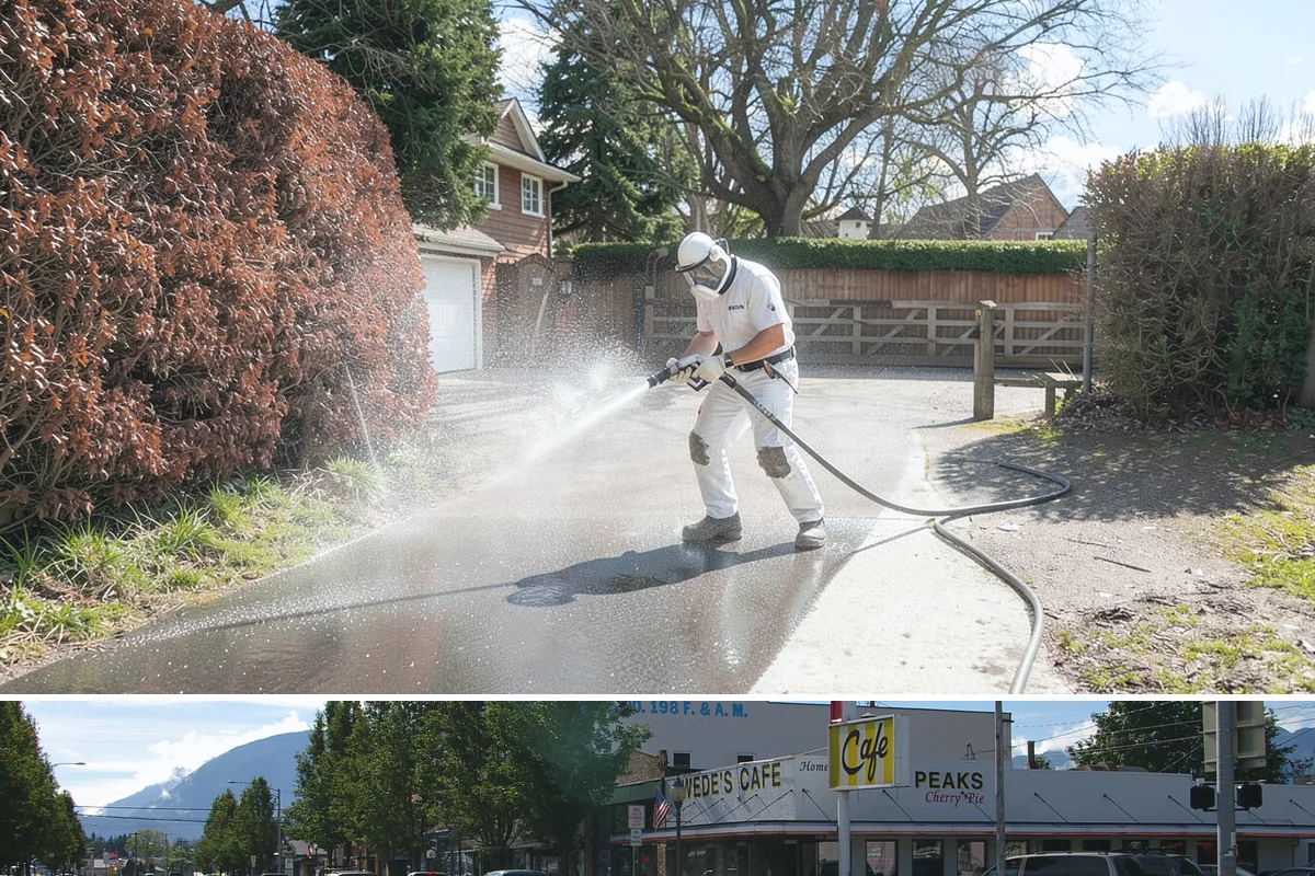 Fire Pit Cleaning in North Bend, King County, WA - Late spring gets the fire pit and its surround clean ahead of the summer evenings when it sees the most use.