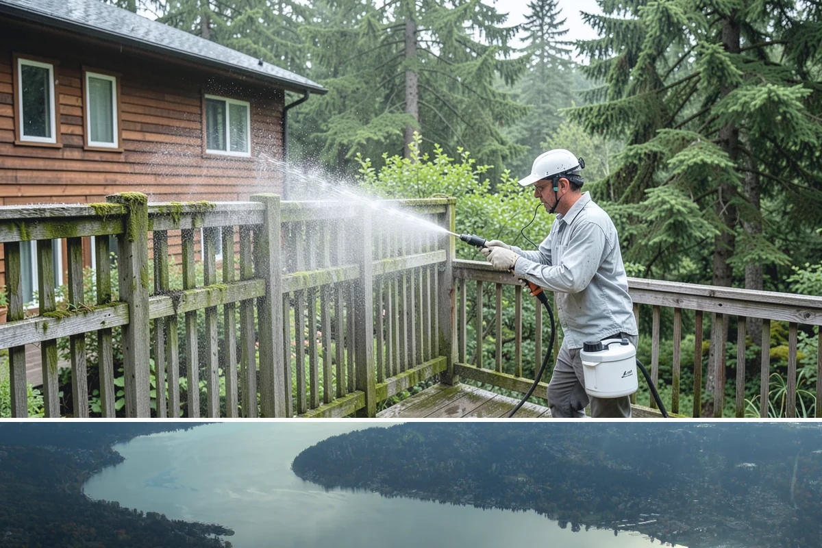 Fire Pit Cleaning in Sammamish, King County, WA - Late spring gets the fire pit and its surround clean ahead of the summer evenings when it sees the most use.