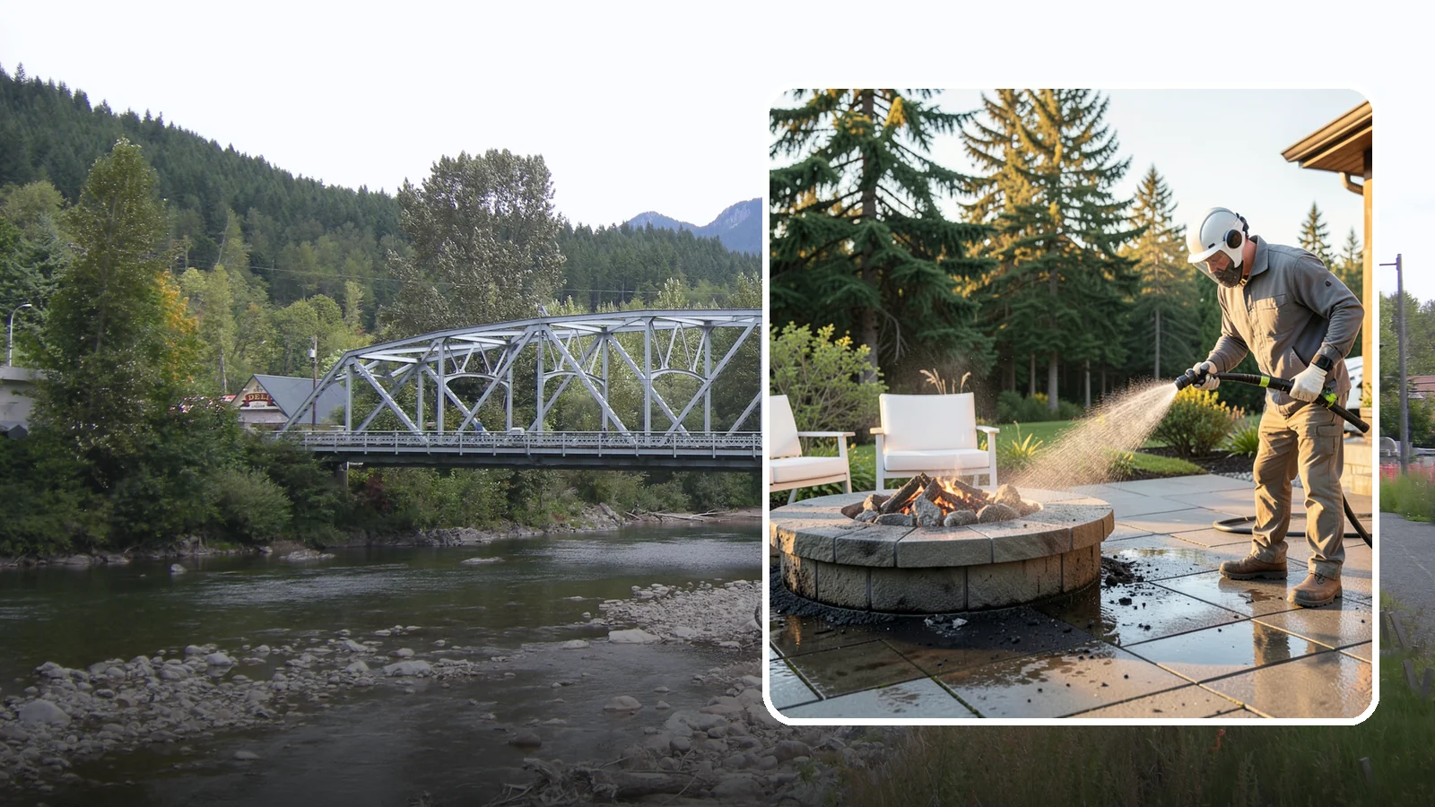 Fire Pit Cleaning in Skykomish, King County, WA - Clean fire pit surrounds and seating areas to remove soot, ash staining, and moss from the paved perimeter.