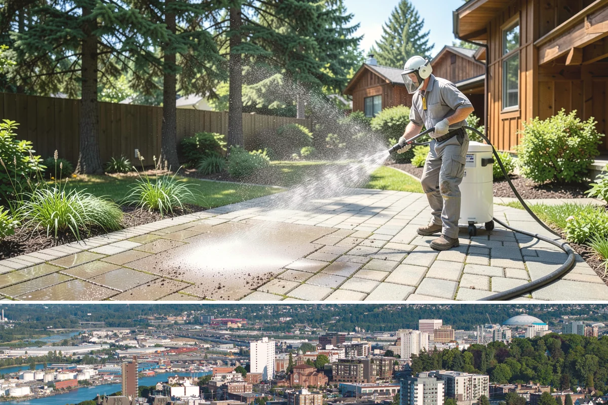 Fire Pit Cleaning in Tacoma, Pierce County, WA - Late spring gets the fire pit and its surround clean ahead of the summer evenings when it sees the most use.