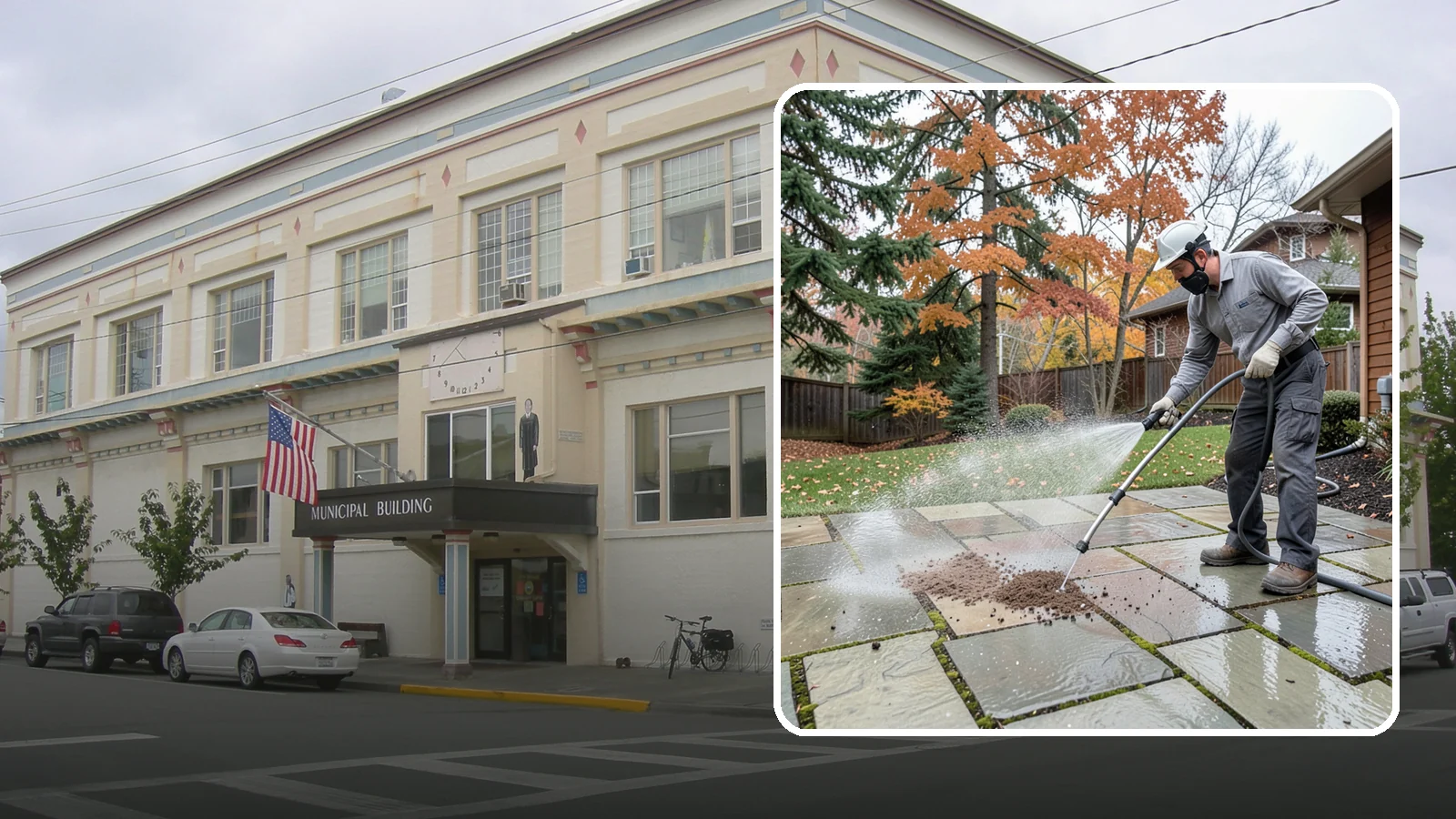 Flagstone Patio Cleaning in Anacortes, Skagit County, WA - Gently clean flagstone patios and their wide joints where Northwest moss settles in deep.