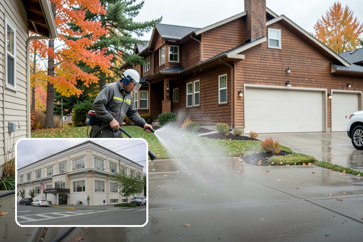 Flagstone Patio Cleaning in Anacortes, Skagit County, WA - Clears moss from wide flagstone joints