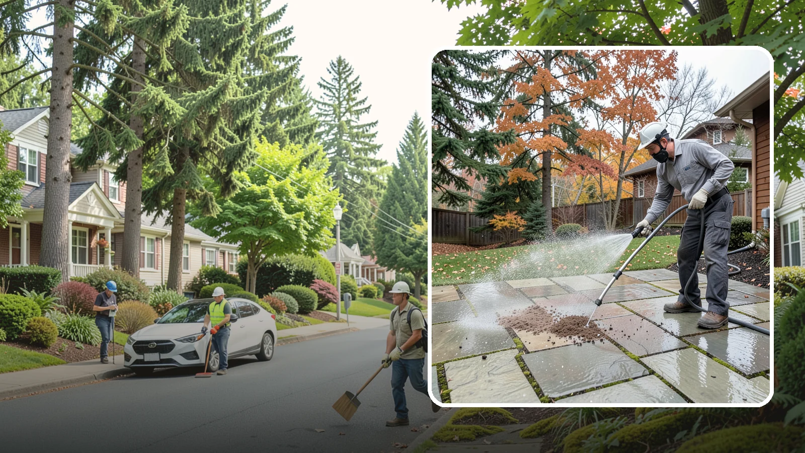 Flagstone Patio Cleaning in Beaux Arts Village, King County, WA - Gently clean flagstone patios and their wide joints where Northwest moss settles in deep.