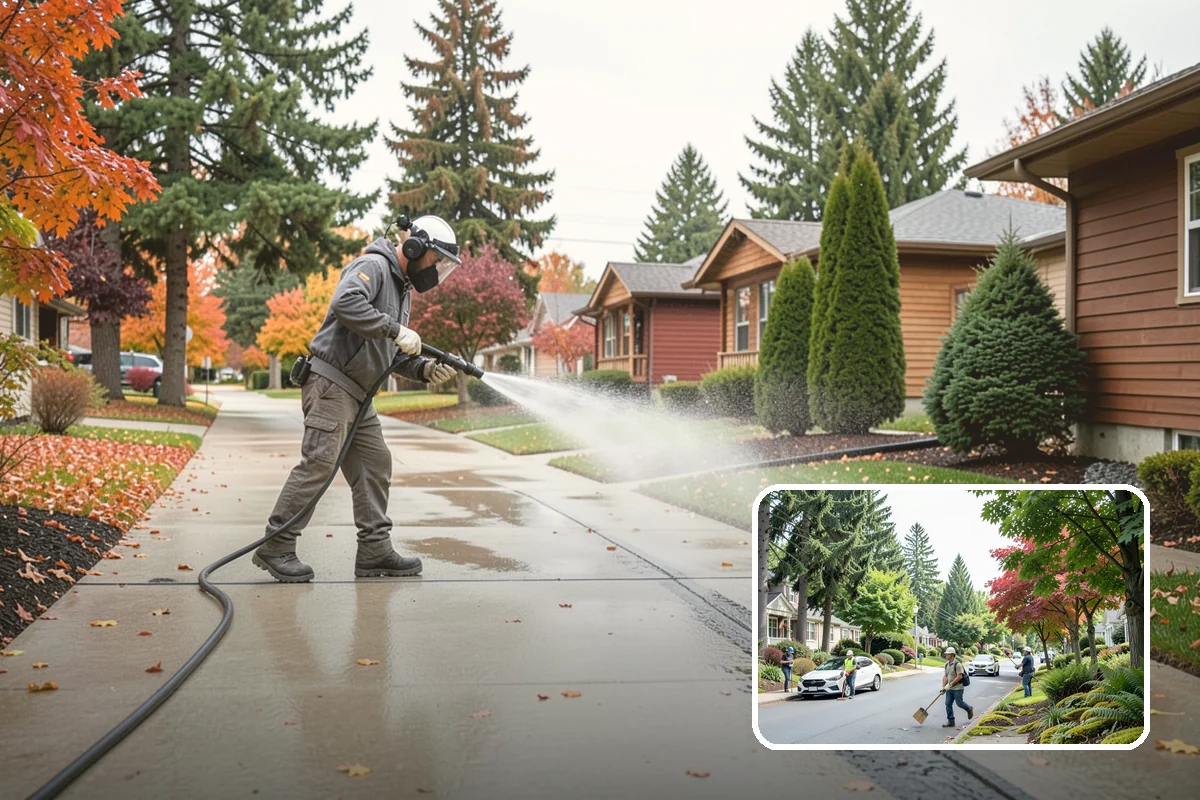 Flagstone Patio Cleaning in Beaux Arts Village, King County, WA - Clears moss from wide flagstone joints