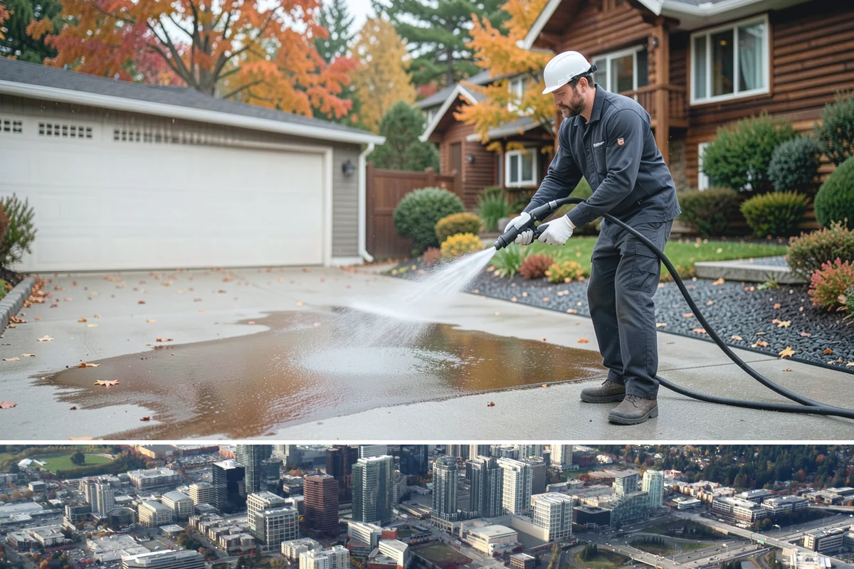 Flagstone Patio Cleaning in Bellevue, King County, WA - Flagstone patios are best cleaned during dry summer stretches so joints and stone dry fully.