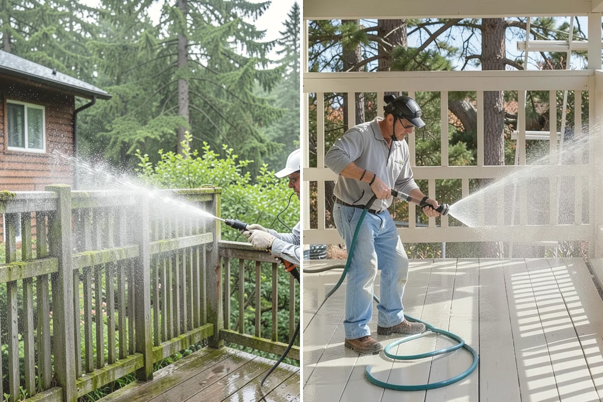 Flagstone Patio Cleaning in Black Diamond, King County, WA - Remove debris and loose growth from joints