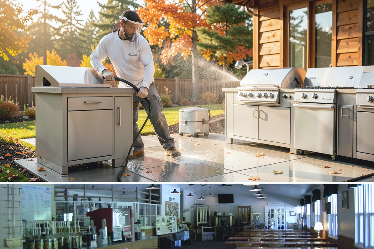 Flagstone Patio Cleaning in Black Diamond, King County, WA - Flagstone patios are best cleaned during dry summer stretches so joints and stone dry fully.