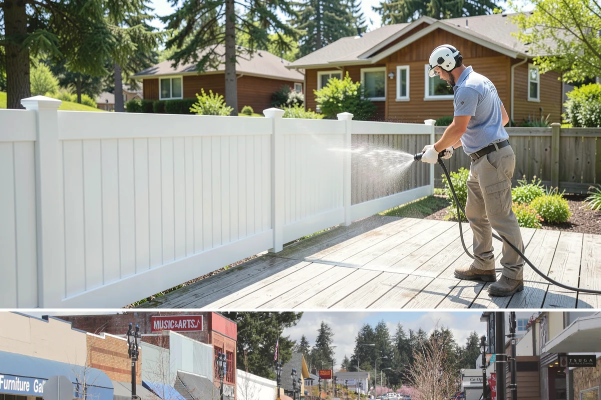 Flagstone Patio Cleaning in Bothell, King County, WA - Flagstone patios are best cleaned during dry summer stretches so joints and stone dry fully.