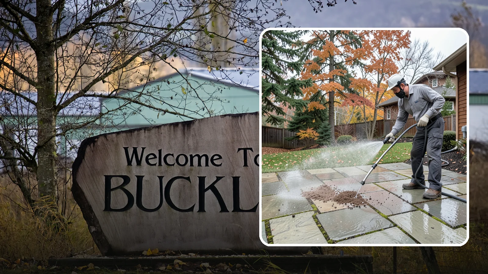 Flagstone Patio Cleaning in Buckley, Pierce County, WA - Gently clean flagstone patios and their wide joints where Northwest moss settles in deep.