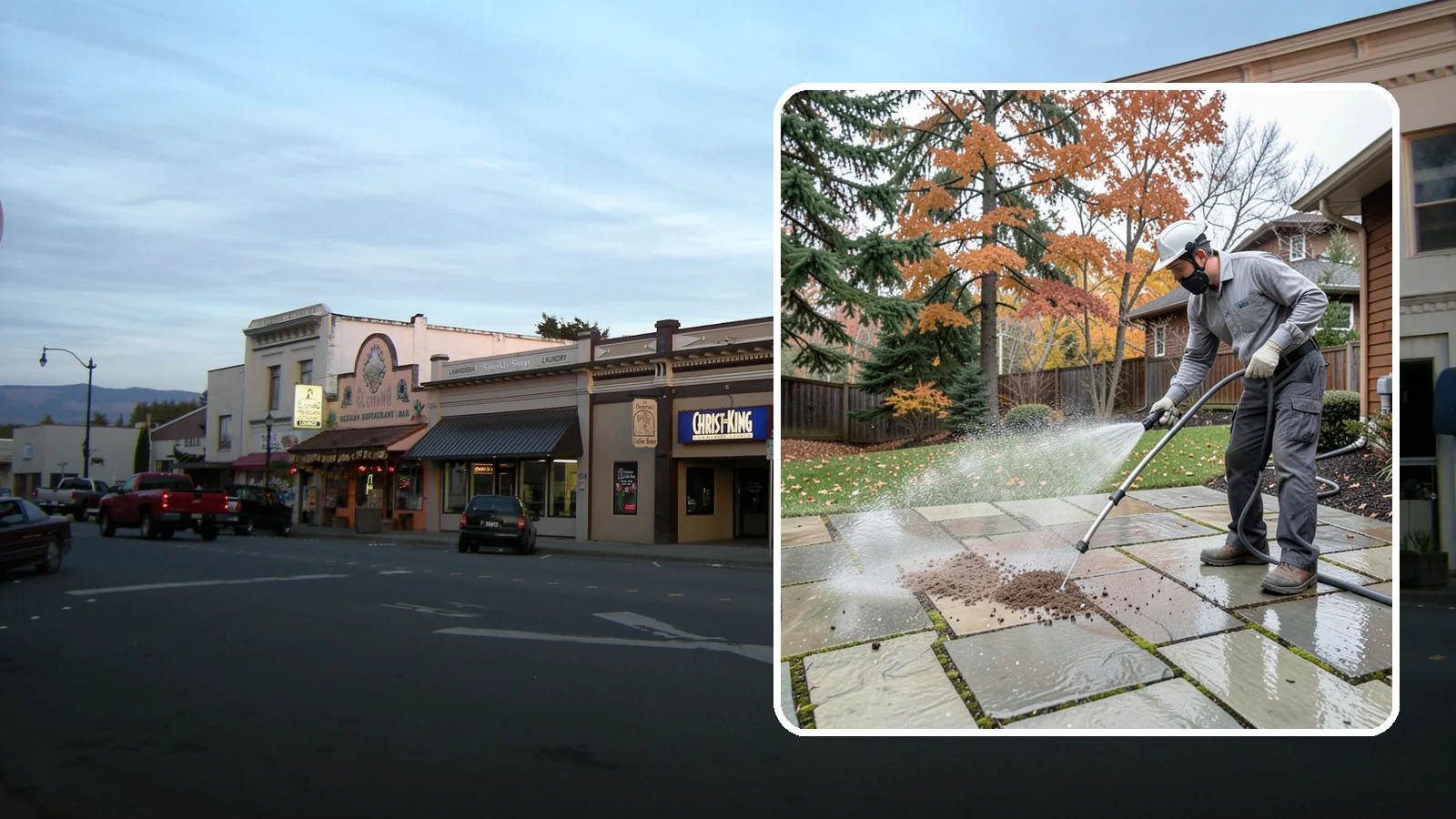 Flagstone Patio Cleaning in Burlington, Skagit County, WA - Gently clean flagstone patios and their wide joints where Northwest moss settles in deep.