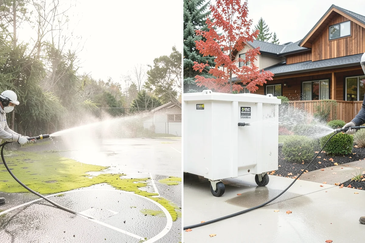Flagstone Patio Cleaning in Burlington, Skagit County, WA - Remove debris and loose growth from joints
