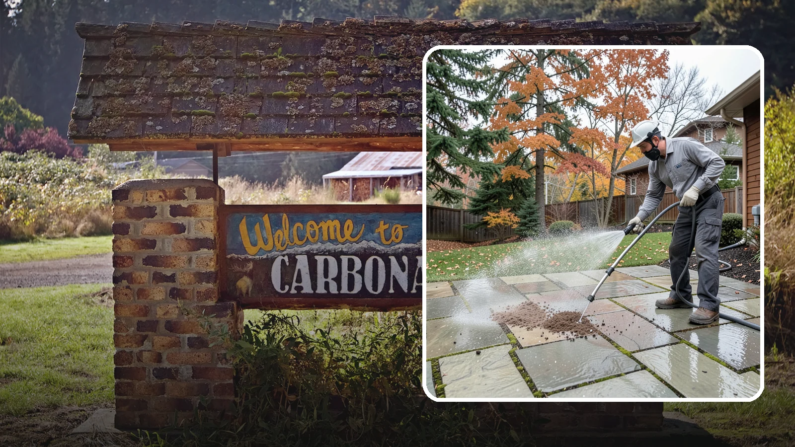 Flagstone Patio Cleaning in Carbonado, Pierce County, WA - Gently clean flagstone patios and their wide joints where Northwest moss settles in deep.