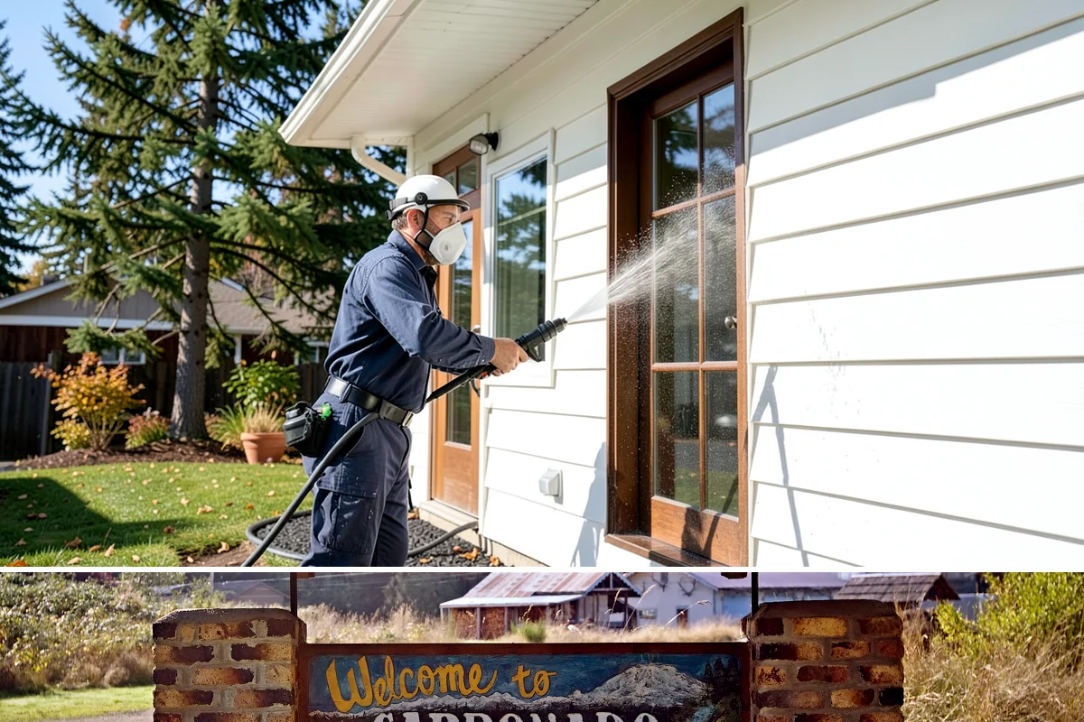 Flagstone Patio Cleaning in Carbonado, Pierce County, WA - Flagstone patios are best cleaned during dry summer stretches so joints and stone dry fully.