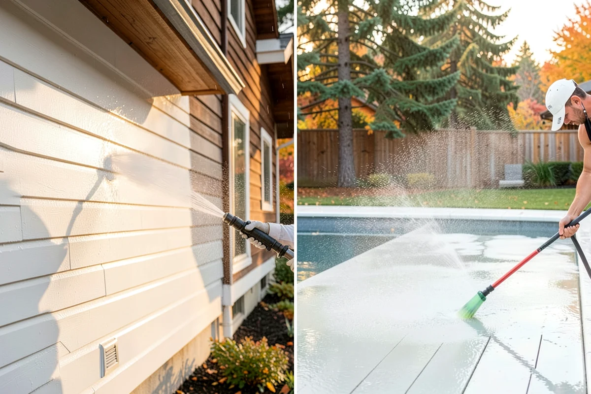 Flagstone Patio Cleaning in Clyde Hill, King County, WA - Remove debris and loose growth from joints