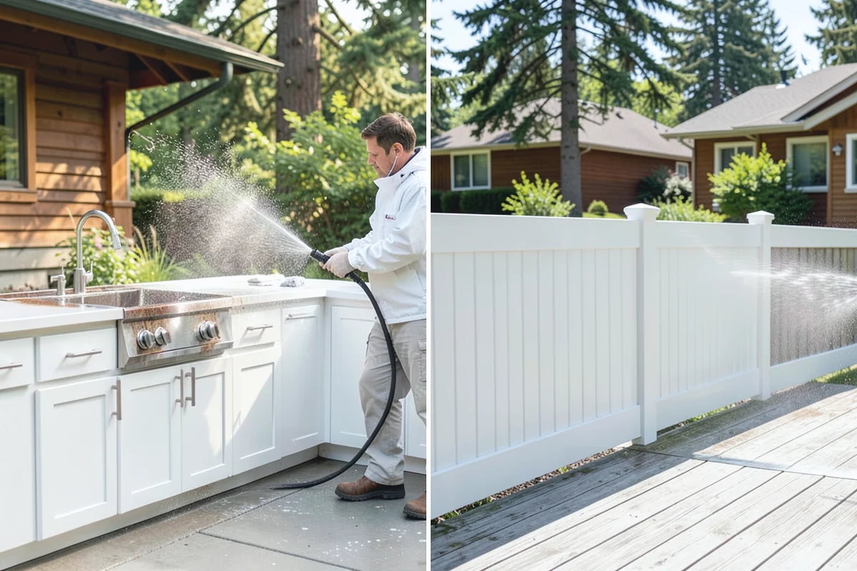 Flagstone Patio Cleaning in Coupeville, Island County, WA - Remove debris and loose growth from joints