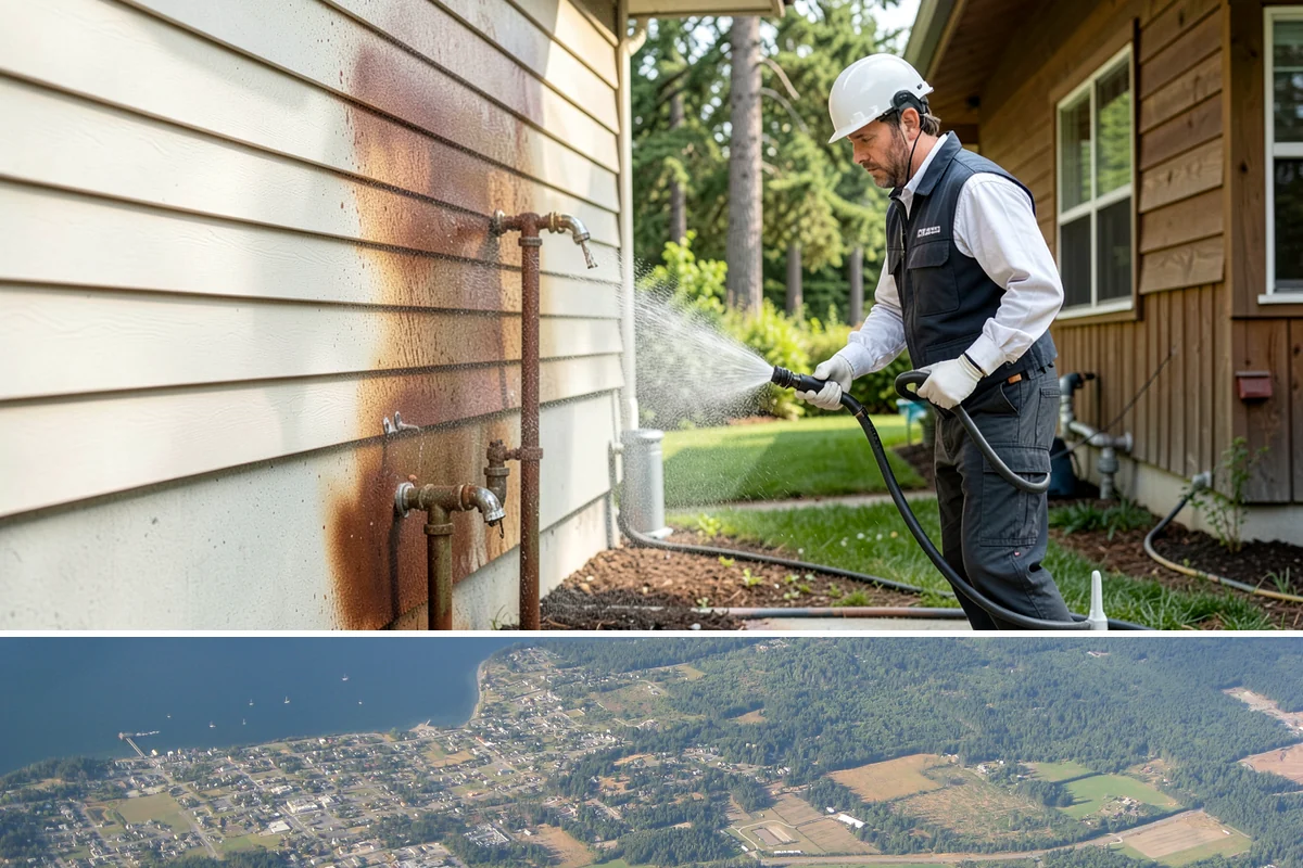 Flagstone Patio Cleaning in Coupeville, Island County, WA - Flagstone patios are best cleaned during dry summer stretches so joints and stone dry fully.