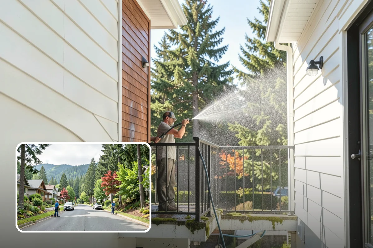 Flagstone Patio Cleaning in Darrington, Snohomish County, WA - Clears moss from wide flagstone joints