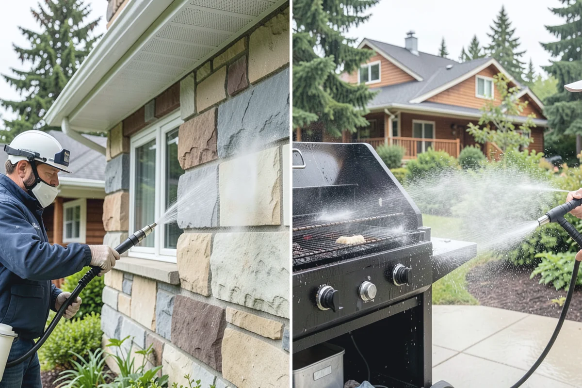 Flagstone Patio Cleaning in Darrington, Snohomish County, WA - Remove debris and loose growth from joints