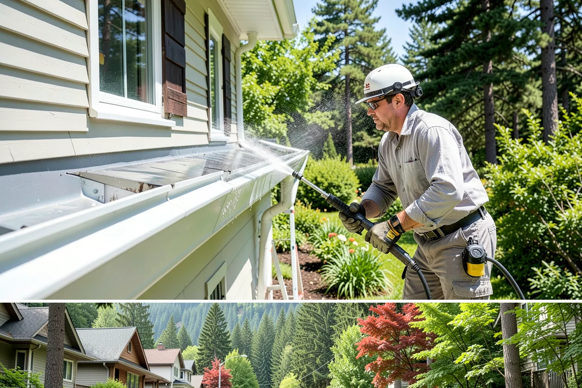 Flagstone Patio Cleaning in Darrington, Snohomish County, WA - Flagstone patios are best cleaned during dry summer stretches so joints and stone dry fully.