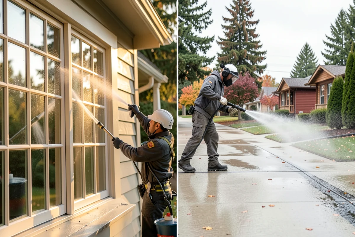 Flagstone Patio Cleaning in DuPont, Pierce County, WA - Remove debris and loose growth from joints