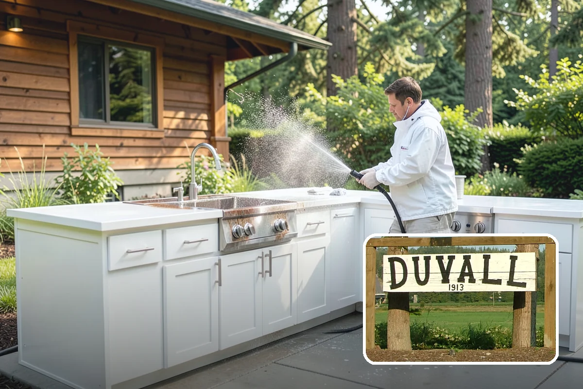 Flagstone Patio Cleaning in Duvall, King County, WA - Clears moss from wide flagstone joints