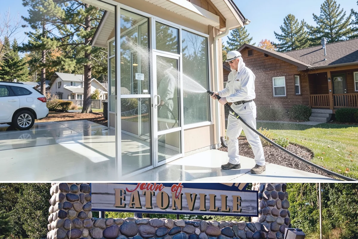 Flagstone Patio Cleaning in Eatonville, Pierce County, WA - Flagstone patios are best cleaned during dry summer stretches so joints and stone dry fully.