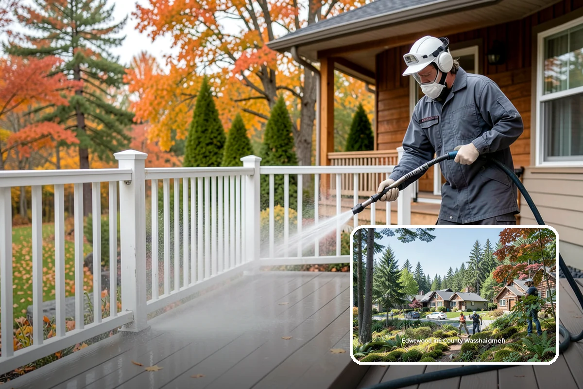 Flagstone Patio Cleaning in Edgewood, Pierce County, WA - Clears moss from wide flagstone joints