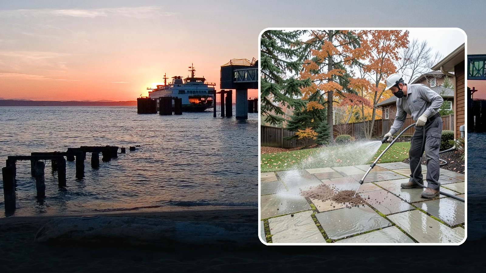 Flagstone Patio Cleaning in Edmonds, Snohomish County, WA - Gently clean flagstone patios and their wide joints where Northwest moss settles in deep.