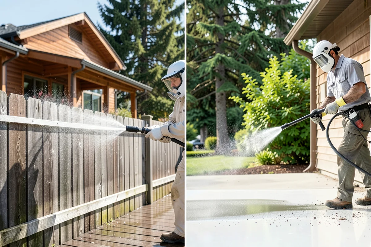 Flagstone Patio Cleaning in Federal Way, King County, WA - Remove debris and loose growth from joints