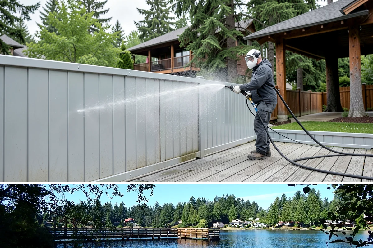 Flagstone Patio Cleaning in Federal Way, King County, WA - Flagstone patios are best cleaned during dry summer stretches so joints and stone dry fully.