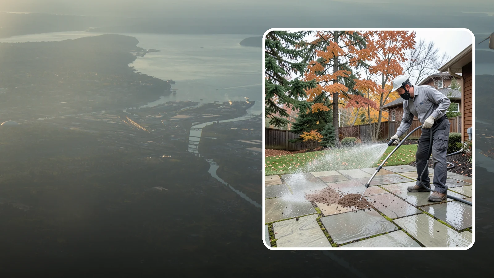 Flagstone Patio Cleaning in Fife, Pierce County, WA - Gently clean flagstone patios and their wide joints where Northwest moss settles in deep.