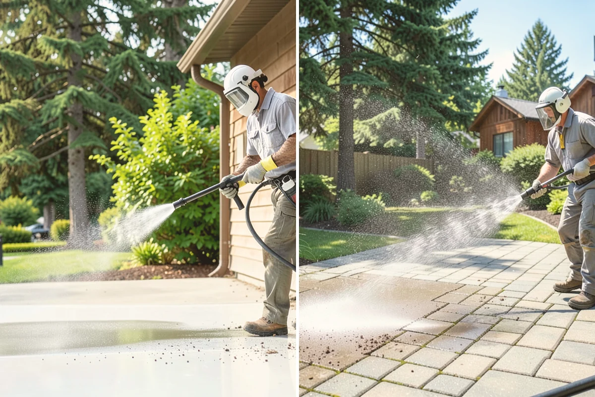 Flagstone Patio Cleaning in Fife, Pierce County, WA - Remove debris and loose growth from joints
