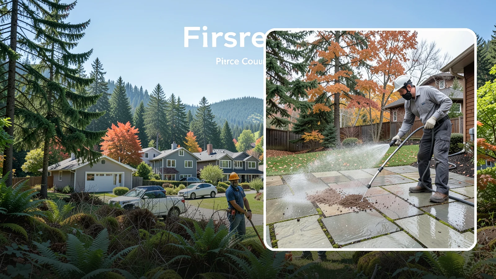 Flagstone Patio Cleaning in Fircrest, Pierce County, WA - Gently clean flagstone patios and their wide joints where Northwest moss settles in deep.